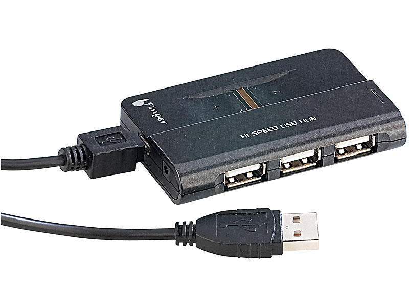 VisorTech Fingerprint Reader mit 3-Port USB-Hub;   