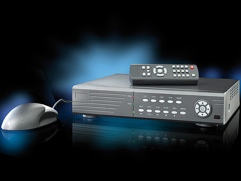 VisorTech Profi-Überwachungssystem mit HDD-Recorder & 4 CCD-Kameras; Funk Überwachungssysteme 