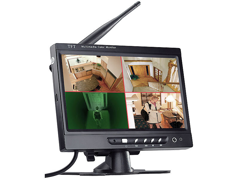 Überwachungs-Monitor mit Aufnahme-Funktion, 17,8cm (7") (refurbished); Überwachungskameras (Funk) 