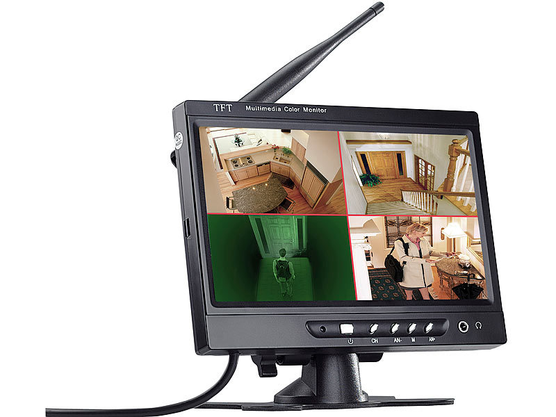 VisorTech Kabelloses Profi-Überwachungssystem mit 4 IR-Funk-Kameras;  