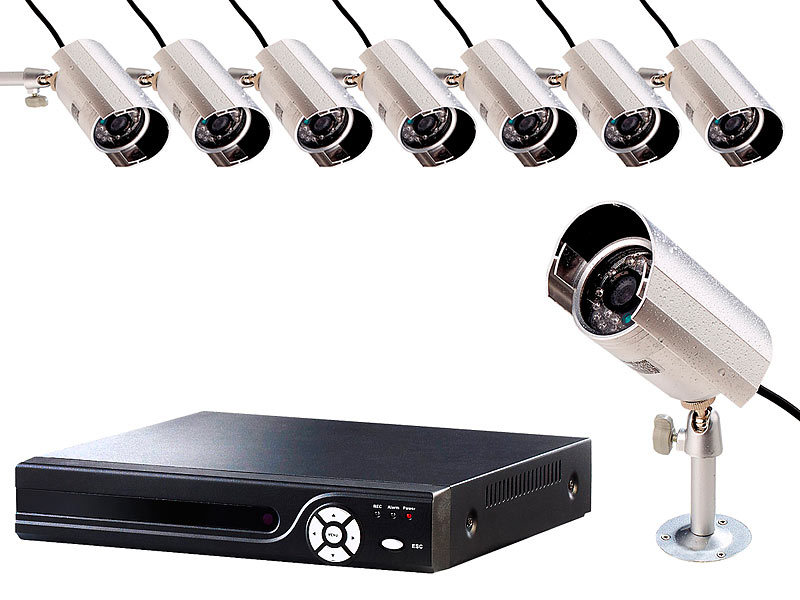 VisorTech Profi-Überwachungssystem mit HDD-Recorder & 8 IR-Kameras; Funk Überwachungssysteme Funk Überwachungssysteme Funk Überwachungssysteme 