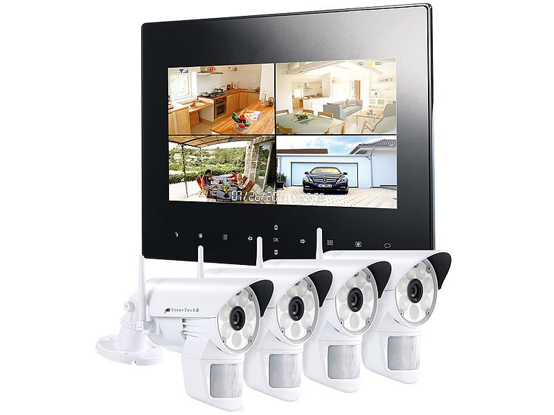 VisorTech Digitales Überwachungssystem DSC-720.mc, 4 LED-HD-Kameras; Funk Überwachungssysteme Funk Überwachungssysteme Funk Überwachungssysteme 