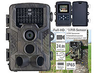 VisorTech Full-HD-Wildkamera mit 3 PIR-Sensoren, Nachtsicht, Farbdisplay, IP65; Netzwerk-Überwachungssysteme mit Rekorder, Kamera, Personenerkennung und App Netzwerk-Überwachungssysteme mit Rekorder, Kamera, Personenerkennung und App 