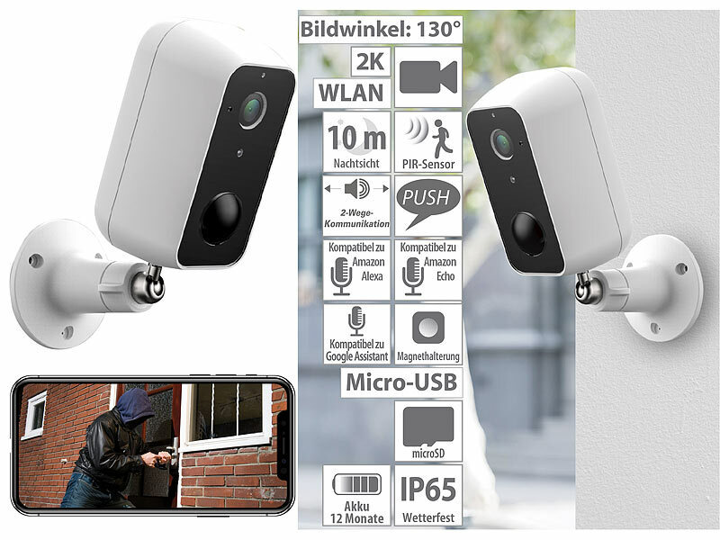 VisorTech Outdoor-IP-Überwachungskamera, Full HD, WLAN ...