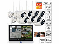 VisorTech Funk-Überwachungssystem mit Display-HDD-Rekorder und 8 IP-Kameras, App; Netzwerk-Überwachungssysteme mit HDD-Recorder & IP-Kameras, Akkubetriebene IP-Full-HD-Überwachungskameras mit Apps 