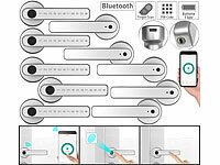 VisorTech 5er-Set Sicherheits-Türbeschläge mit Fingerabdruck-Scanner, PIN & App; Tür-Schließzylinder mit Apps, Transponder-Schlüsseln & Zahlen-Codes Tür-Schließzylinder mit Apps, Transponder-Schlüsseln & Zahlen-Codes 